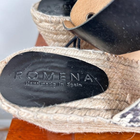 Romena Spain strappy wedges, 40, faux leather, lace back Summer Euro Beach Chic - Picture 6 of 9